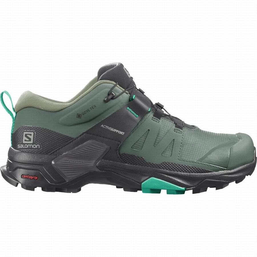 Salomon X Ultra 4 Gore-tex Női Túracipő Zöld/Fekete (KWX1512CD)